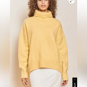 Lulus Warm Me Up Yellow Oversized Turtleneck Sweater
